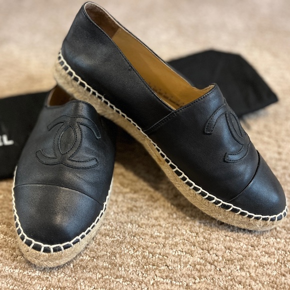 Chanel Espadrilles Black Size 8.5 - Picture 1 of 9